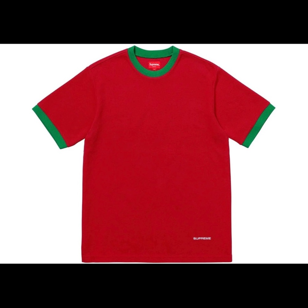 Supreme Waffle Ringer T-Shirt Red Green